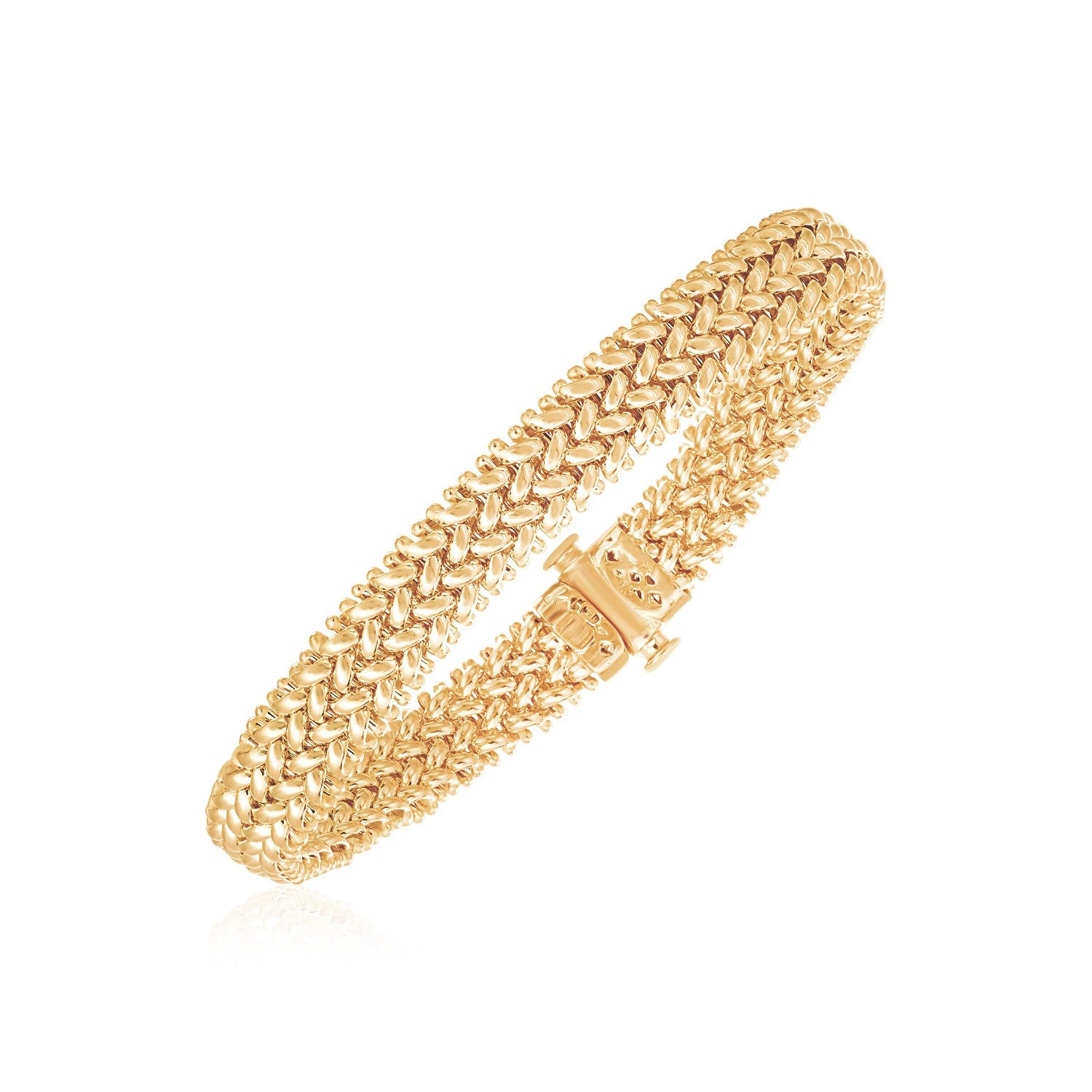 14k Yellow Gold High Polish Thick Braided Bracelet