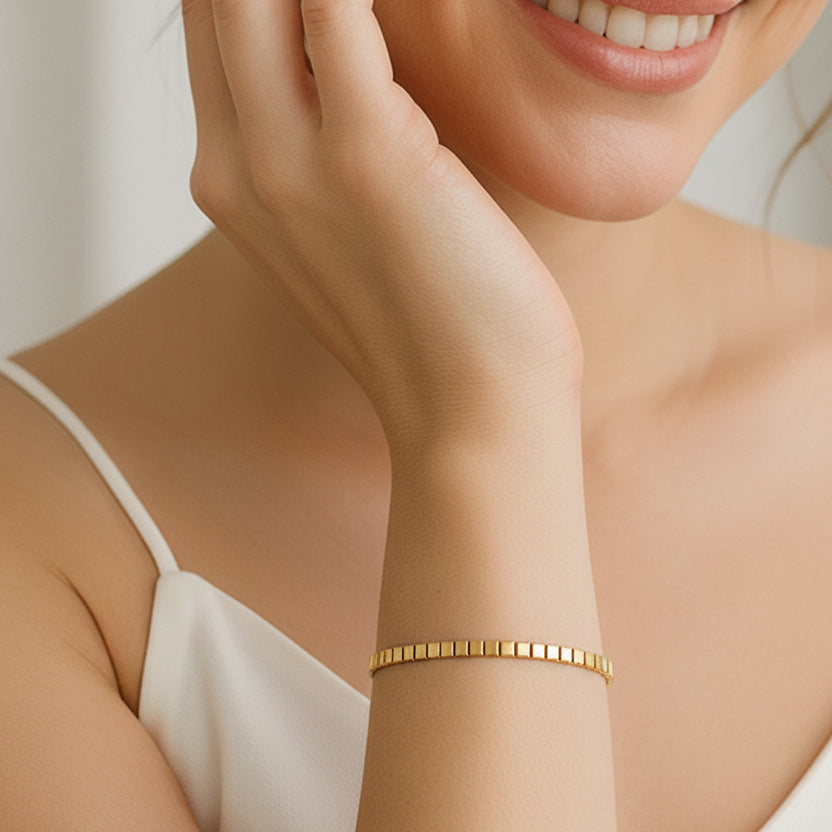 Mini Cube Bracelet in 14K Yellow Gold