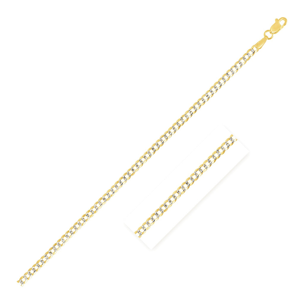 14k Two Tone Gold Pave Curb Chain