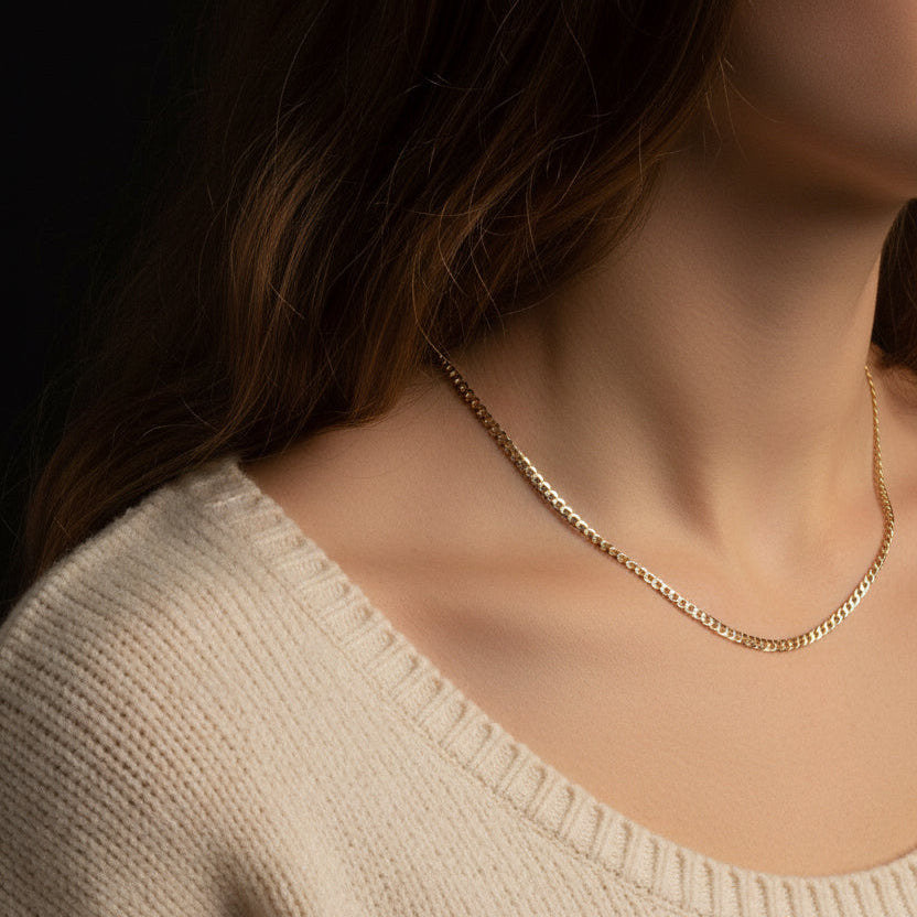14k Two Tone Gold Pave Curb Chain