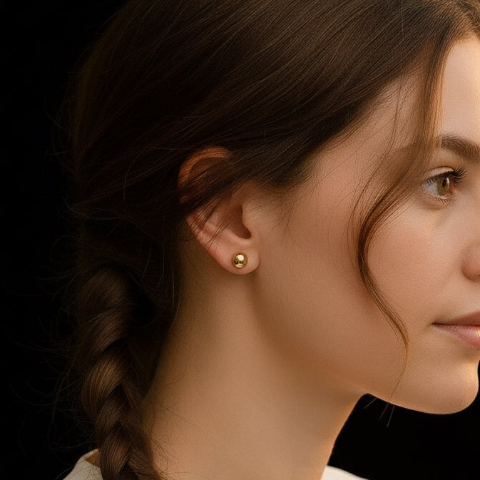 10k Yellow Gold Round Stud Earrings