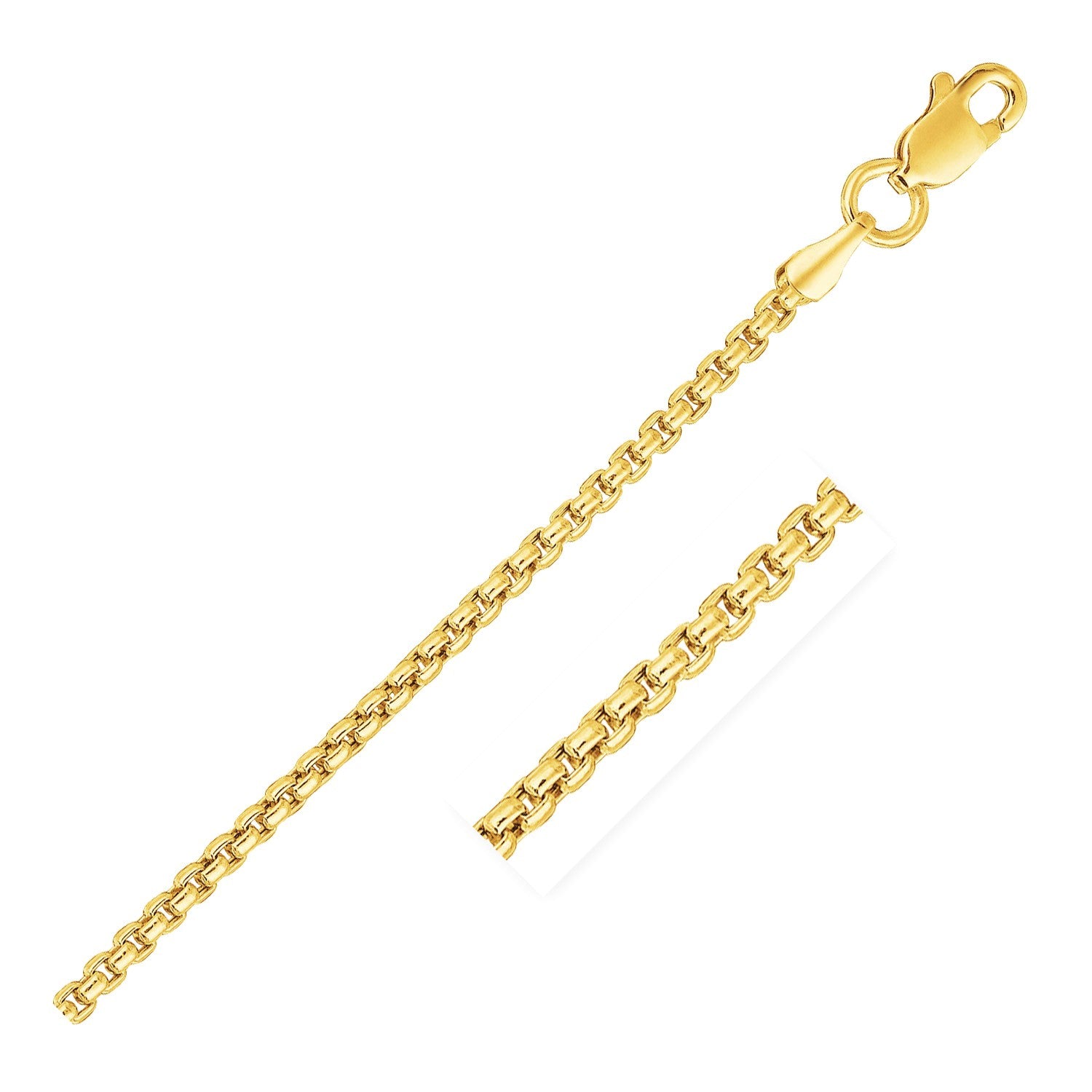 14k Yellow Gold Solid Round Box Chain