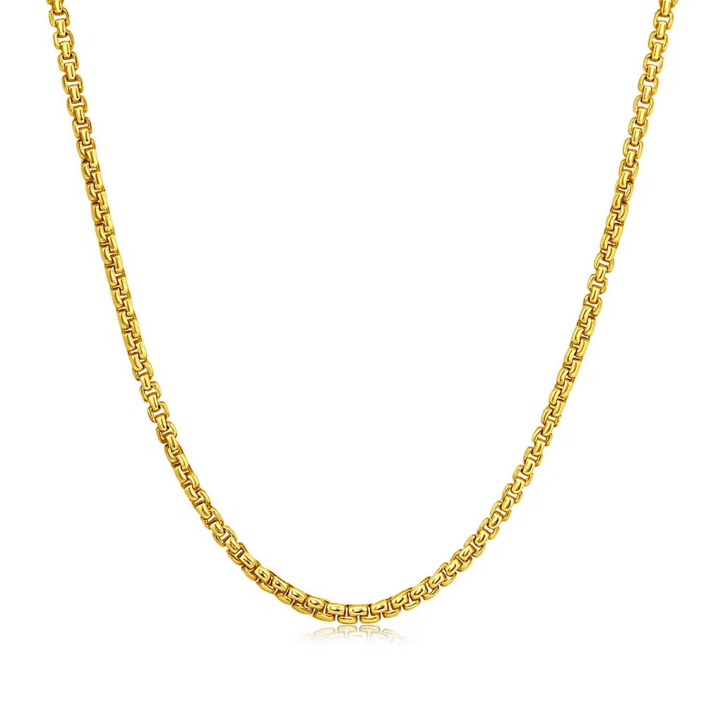 14k Yellow Gold Solid Round Box Chain