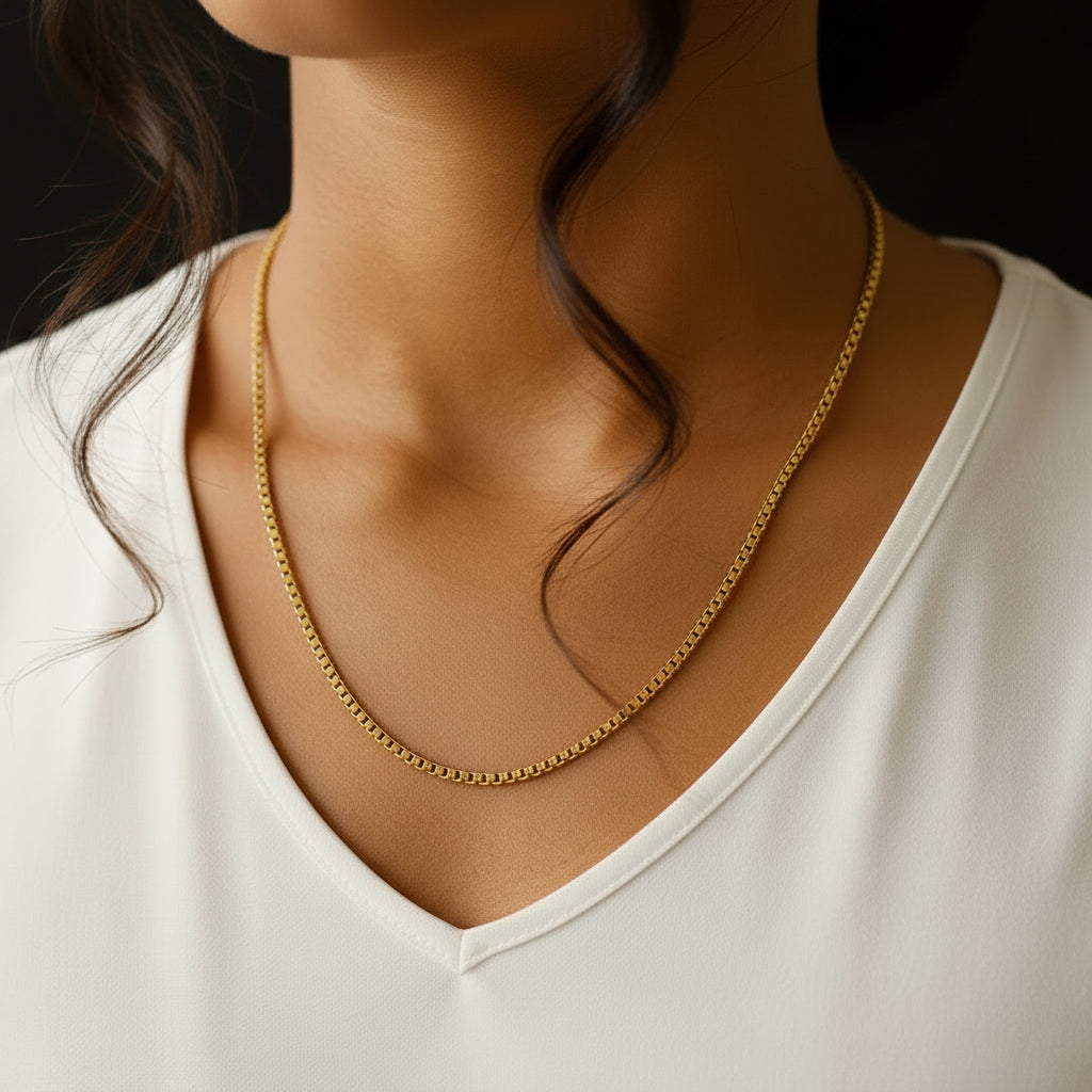 14k Yellow Gold Solid Round Box Chain