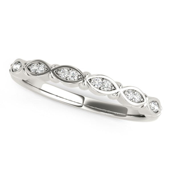 Alianza de Boda de Oro Blanco 14K con Diamantes, Diseño de Infinito.