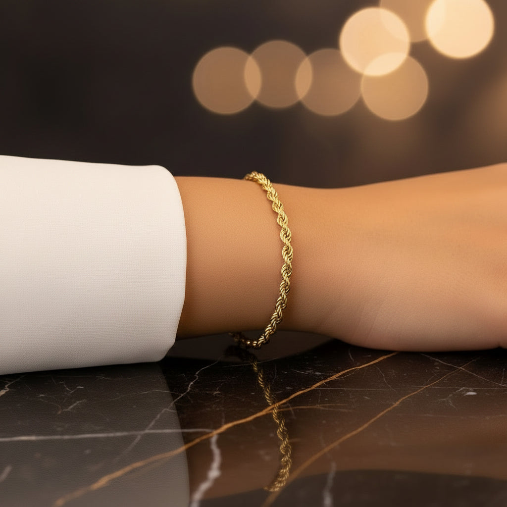 Lite Rope Chain Bracelet in 10k Yellow Gold