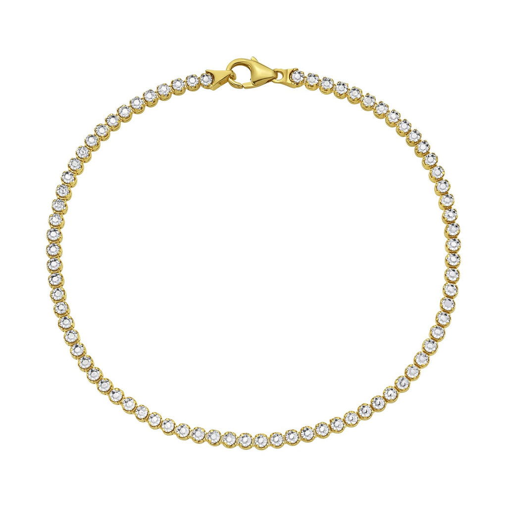 14K Two Tone Gold Diamon Oro Tennis Bracelet