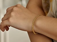 Pulsera de Cadena Cuerda de Seda en Oro Amarillo 14K