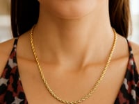 14K Yellow Gold Hollow Diamond Cut Rope Chain