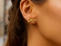 14K Yellow Gold Twisted Rope Large Bow Earrings